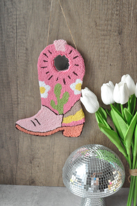 Tufted Cowboy Boot Wall Hanging