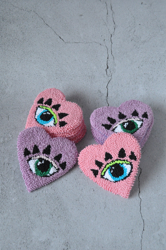 Evil Eye Heart Shaped Mug Rug