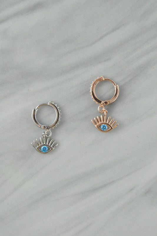 Sterling Silver Tiny Evil Eye Hoops