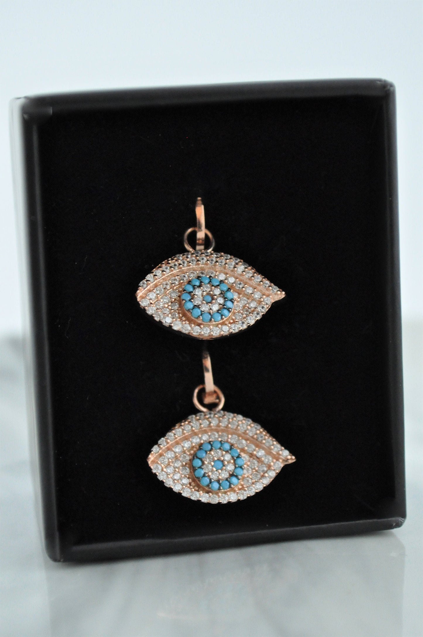 Sterling Silver Turkish Evil Eye Evil Eye Huggie Hoop Earrings