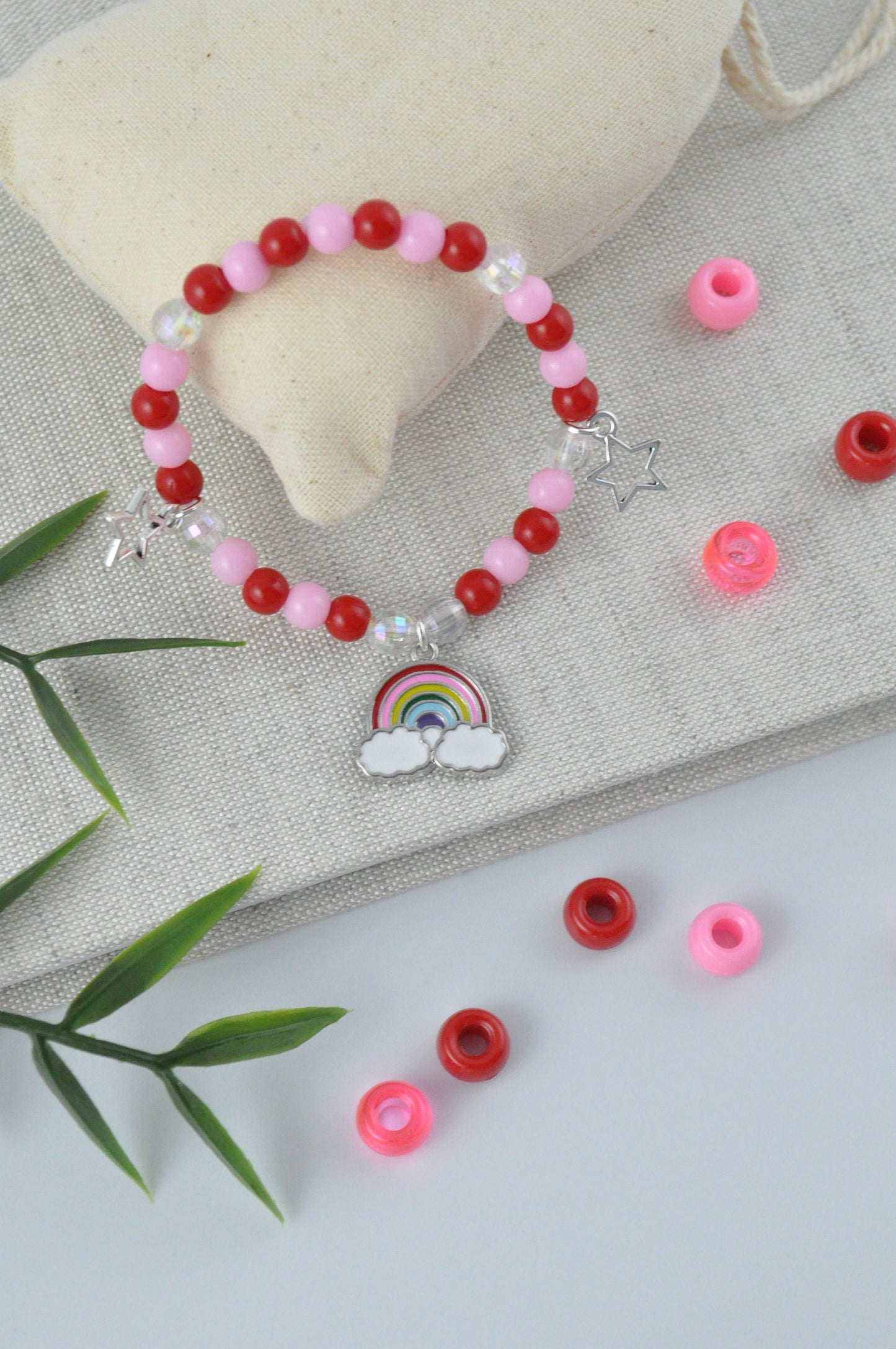 Beaded Rainbow Charm Bracelet