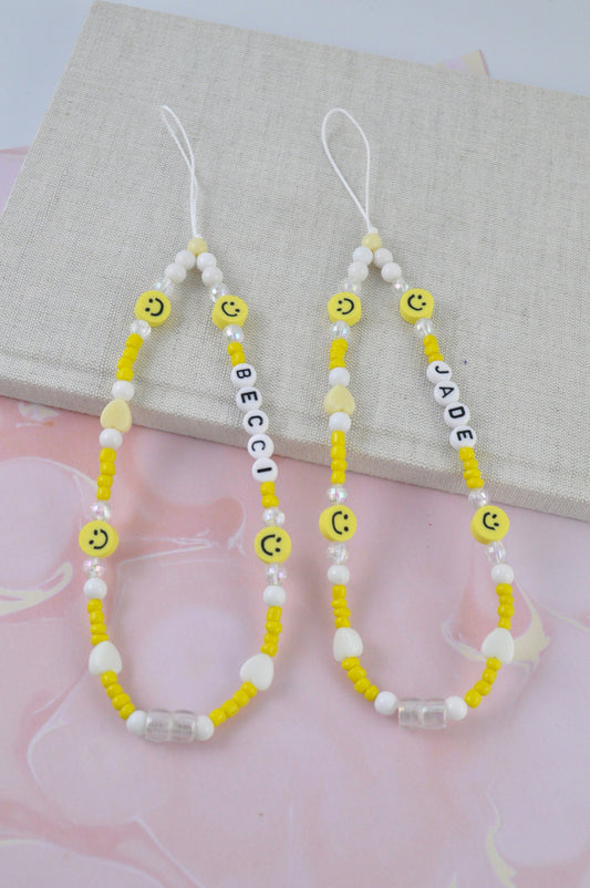Smiley Bead Phone Charm