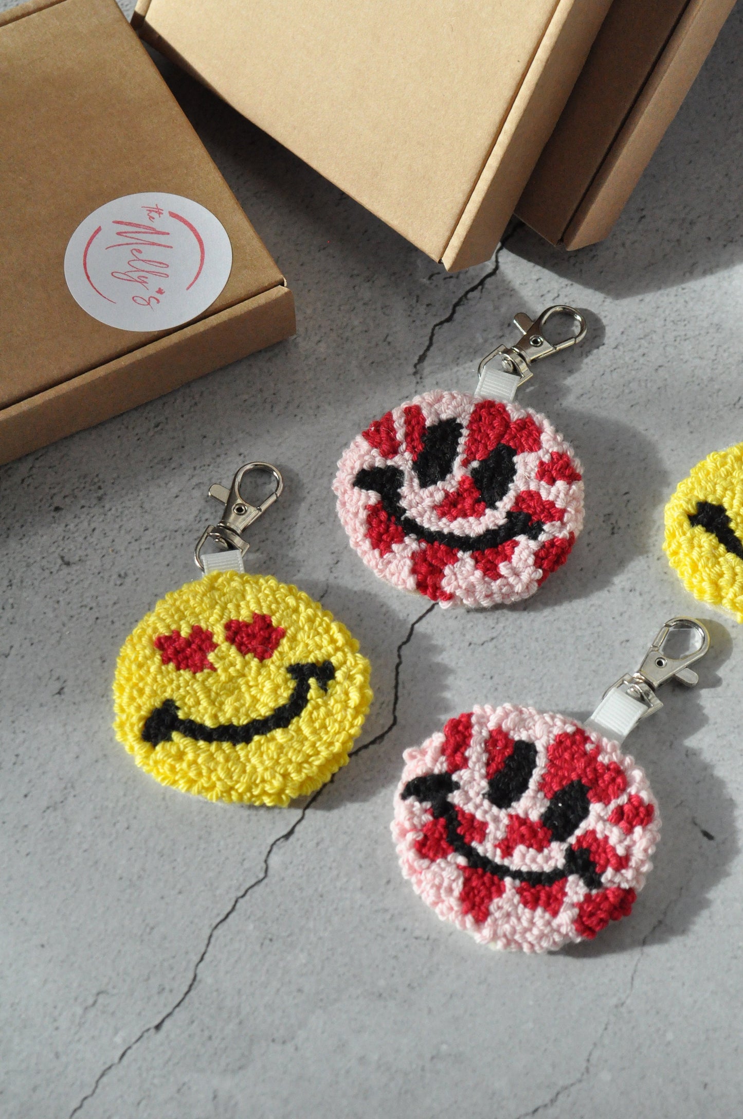 Cute Smiley Tufted Keychain