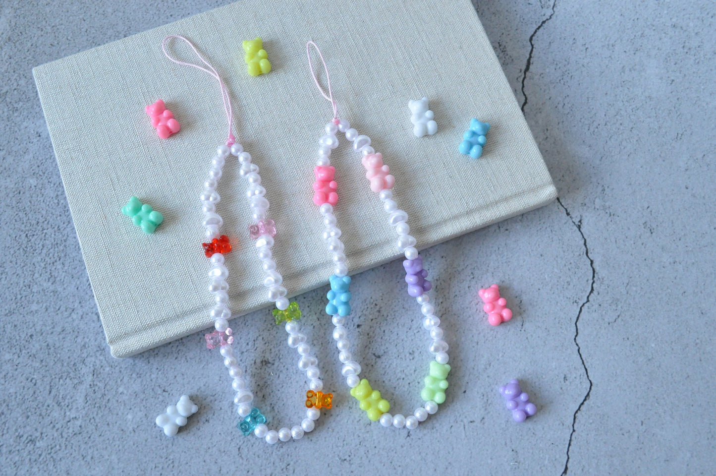 Beaded Phone Strap | Pearl Beaded Phone Charm Strap | Gummy Bear | Y2K Style | Personalised Gift