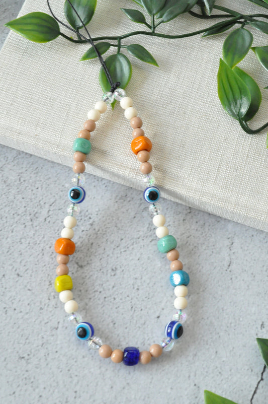 Evil Eye Murano Beads Boho Phone Strap