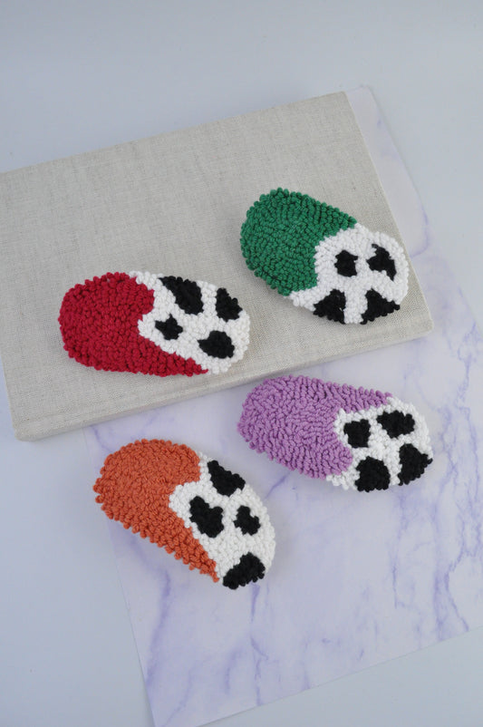 Tufted Cow Print Hair Clips